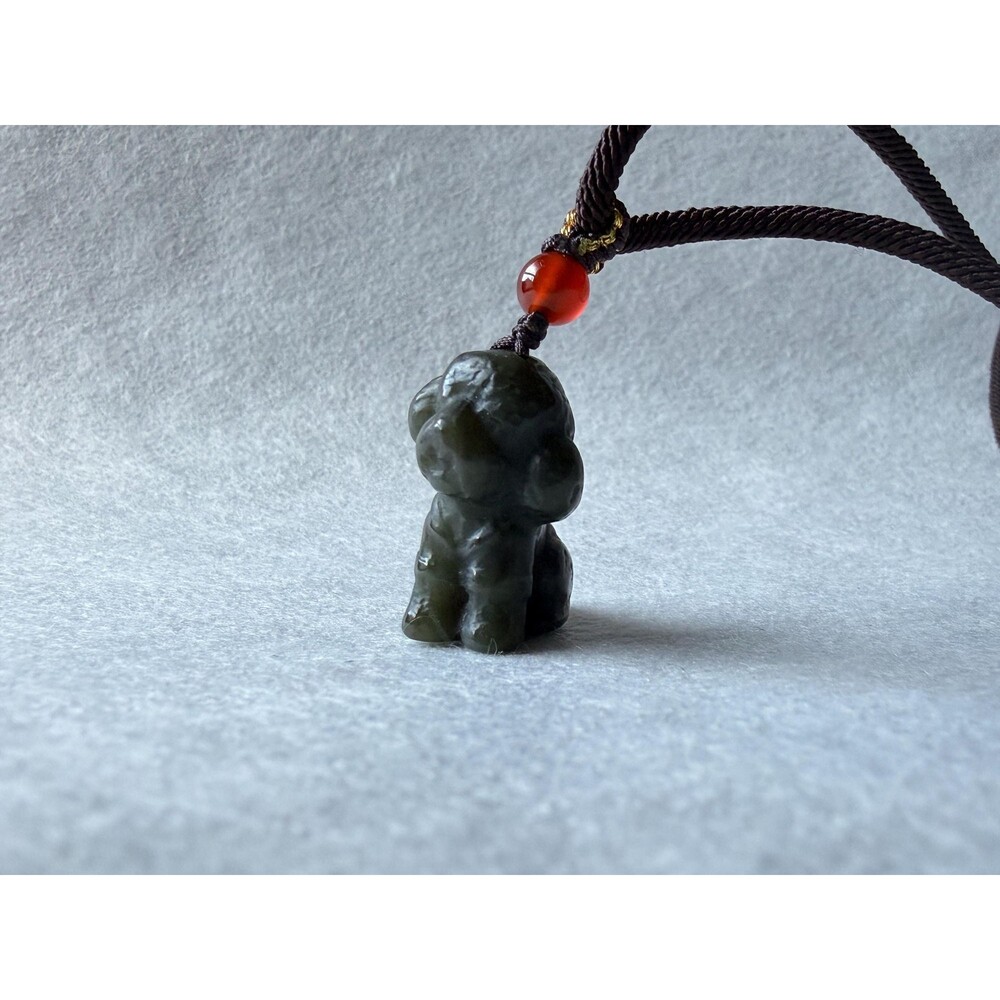 Natural Jade Carved Dog Pendant Necklace Jade Puppy Amule Zodiac Dog Gift